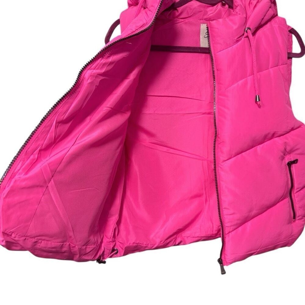 Pink Zip Up Quilted Hooded Vest Size Large NWT | Snobbish - Picture 7 of 13